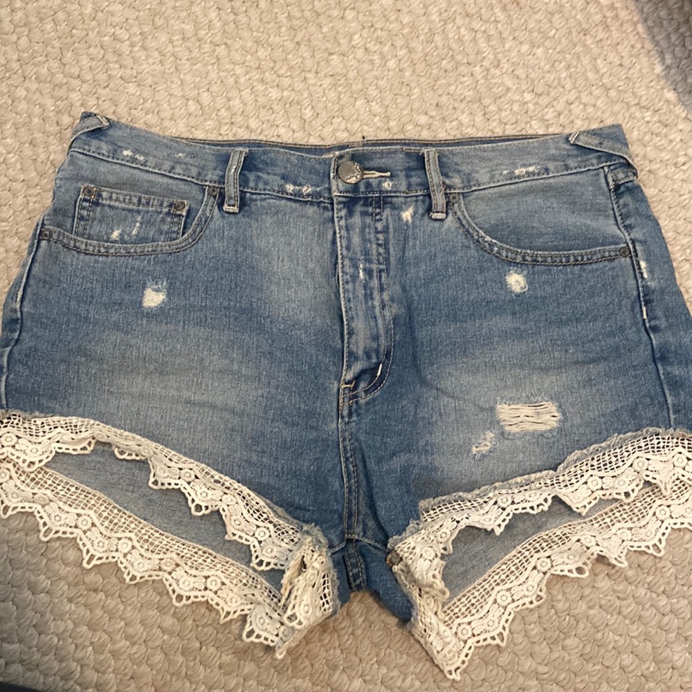 Free people denim white laced shorts